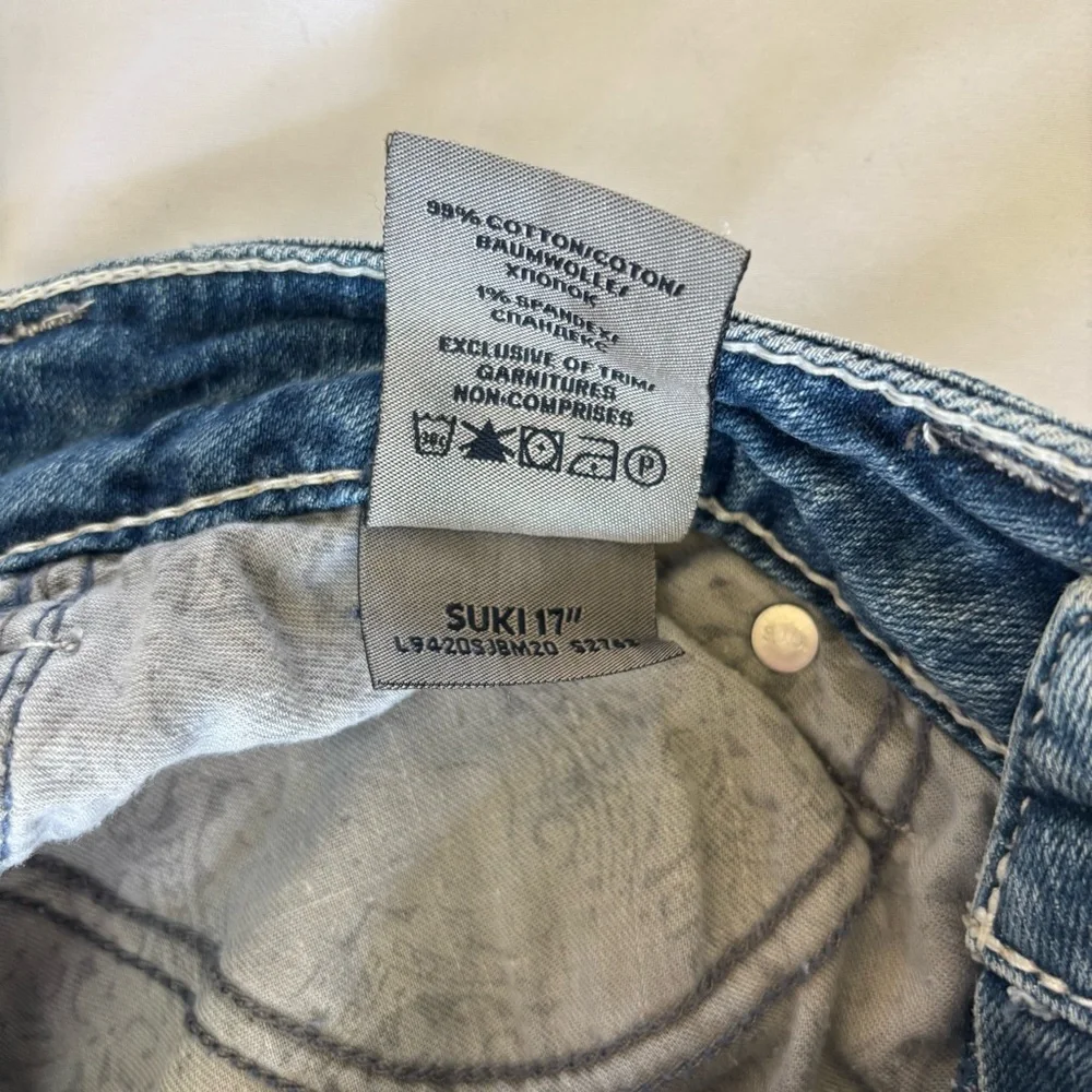 Silver Suki Washed Blue Straight Jeans with Knee Distress Fringe Hem Women’s 29 - Picture 6 of 10